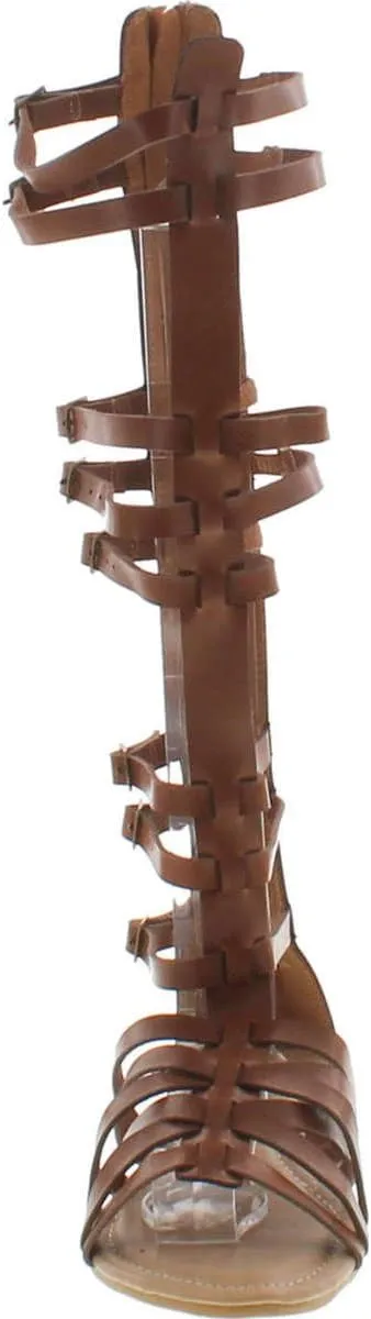 Monica-1 Knee High Gladiator Sandals Marcelino Black Brown Knee