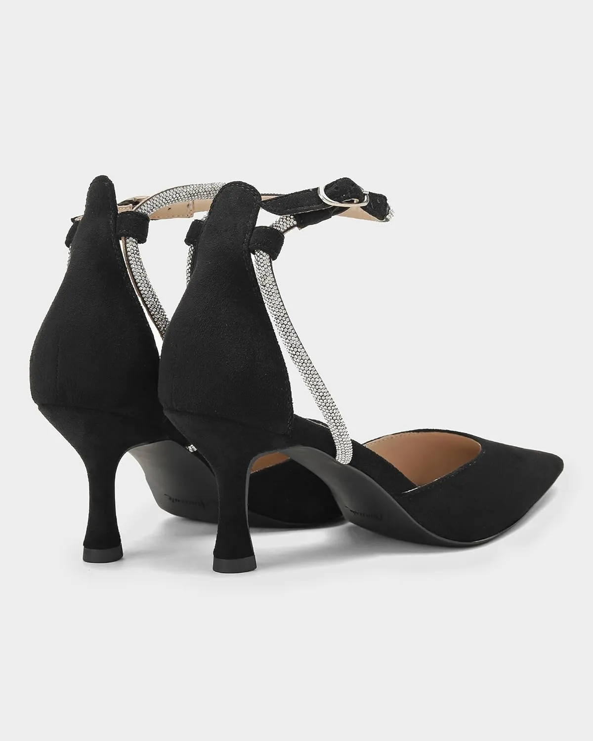 MUCCCUTE Kitten Heels for Women Closed Pointed Toe Heels Rhinestone Ankle Strap Elegant Comfortable Dressy Wedding Party Work Pumps