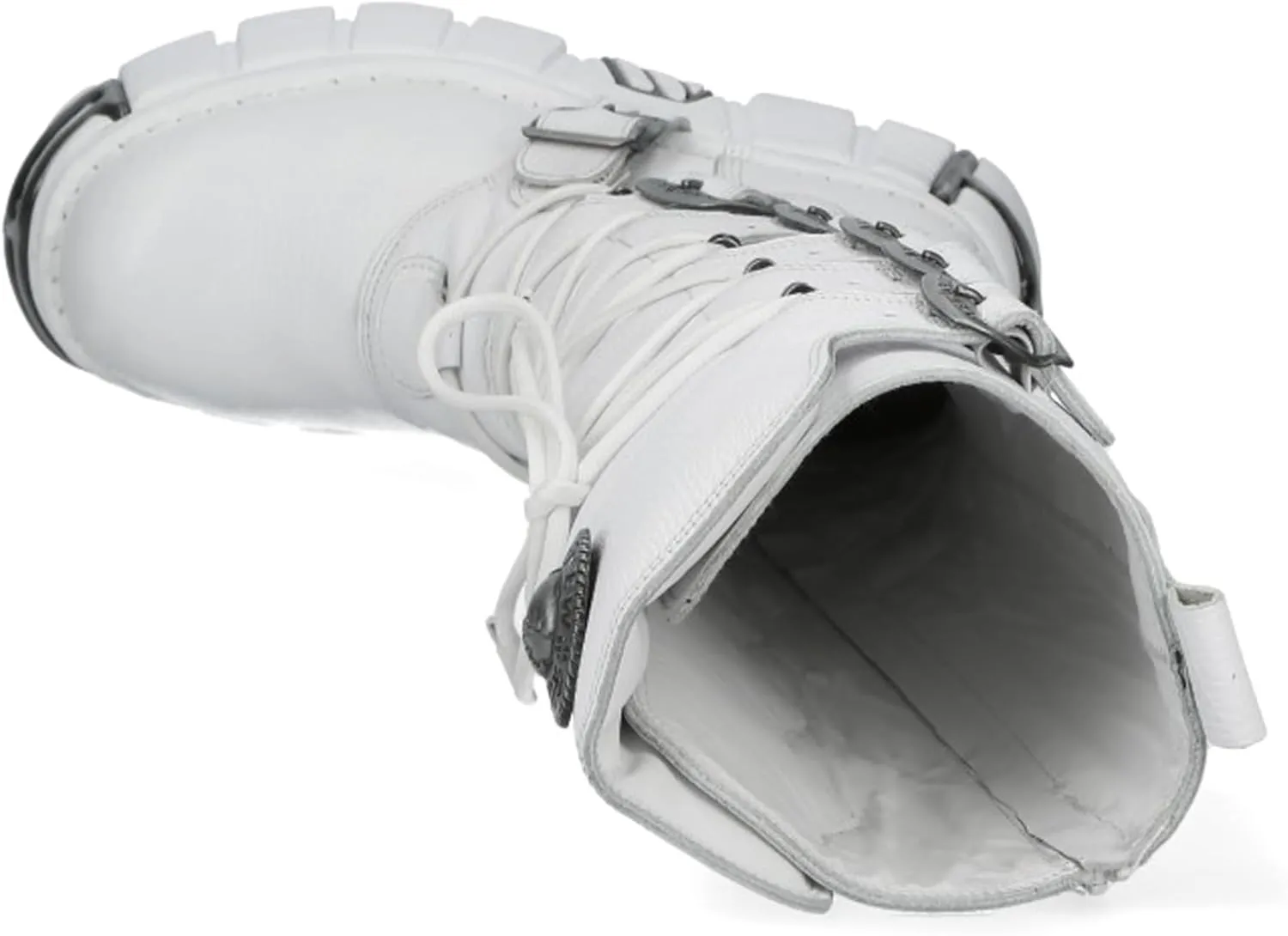 New Rock M-272-C69 Knee High White Leather Gothic Boots