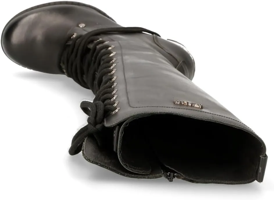 New Rock M-TR005-S1 Ladies Knee High Black Gothic High-Heeled Boots
