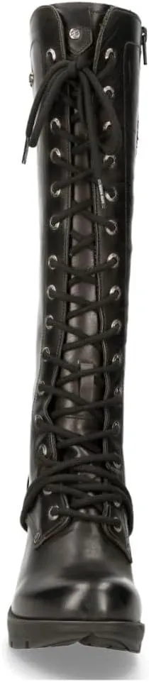 New Rock M-TR005-S1 Ladies Knee High Black Gothic High-Heeled Boots