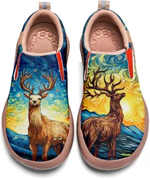 Onehorse Kids Loafers Slip-on Painted Sneakers Boys Girls Lightweight Comfortable Non-Slip Walking Shoes