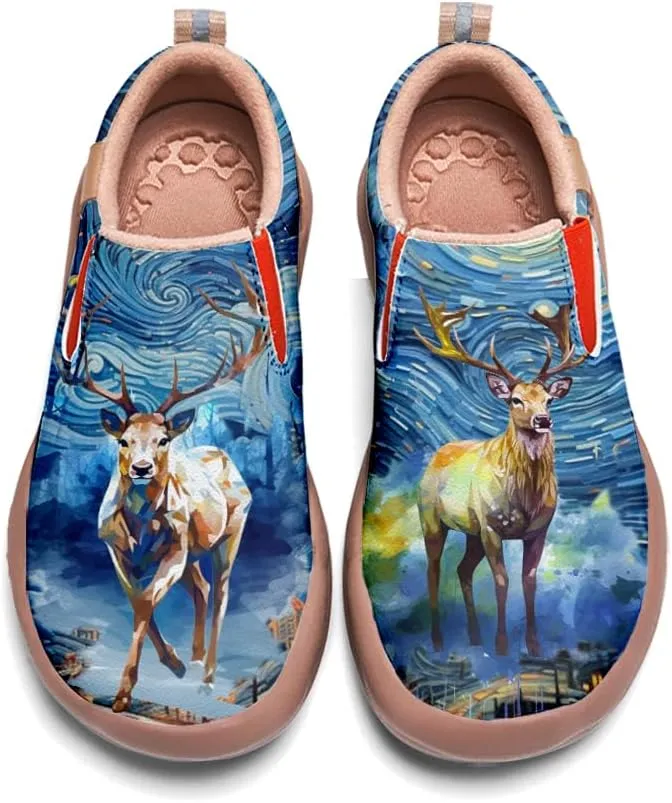 Onehorse Kids Loafers Slip-on Painted Sneakers Boys Girls Lightweight Comfortable Non-Slip Walking Shoes
