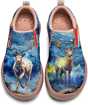 Onehorse Kids Loafers Slip-on Painted Sneakers Boys Girls Lightweight Comfortable Non-Slip Walking Shoes