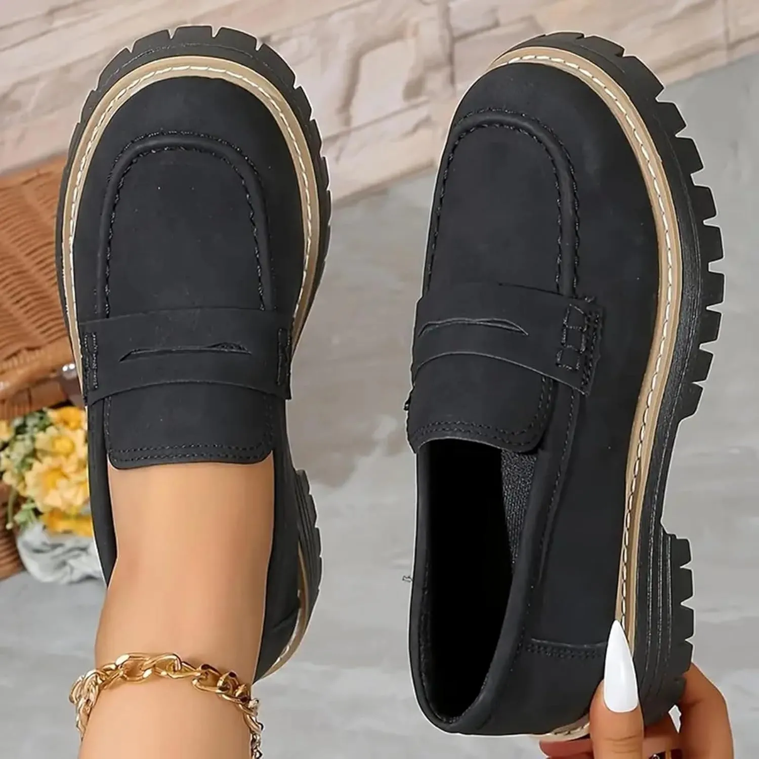 Orthoture-Orthopedic Platform Loafers Orthoture Womens Shoes Loafer, Lug Sole Loafers, Slip On Comfort Casual Fashion