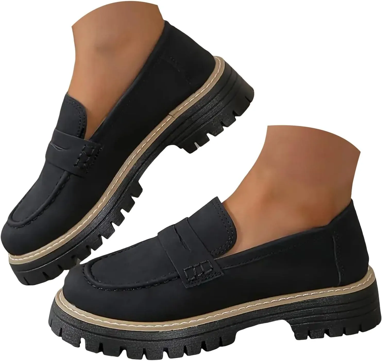Orthoture-Orthopedic Platform Loafers Orthoture Womens Shoes Loafer, Lug Sole Loafers, Slip On Comfort Casual Fashion