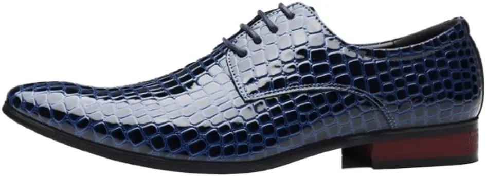 Oxford Shoes for Men Men Formal Snake Skin Prints Classic Style Dress Leather Shoes Lace Up Pointed Toe Formal Prom Wedding Shoes Men Wedding Shoes
