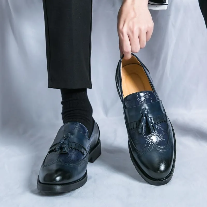 Oxford Shoes for Men Mens British Formal Dress Shoes for Male Coiffeur Tassel Formal Loafers Classic Wedding Party Footwear Slip on