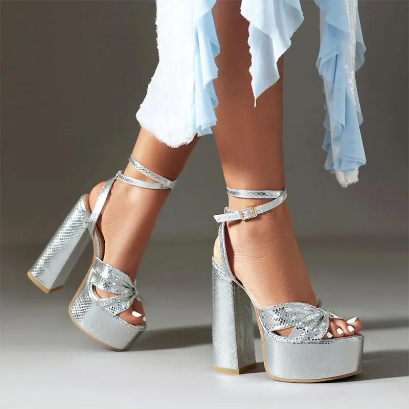 Platform Heels for Women Ankle Strap Chunky High Heel Sandals