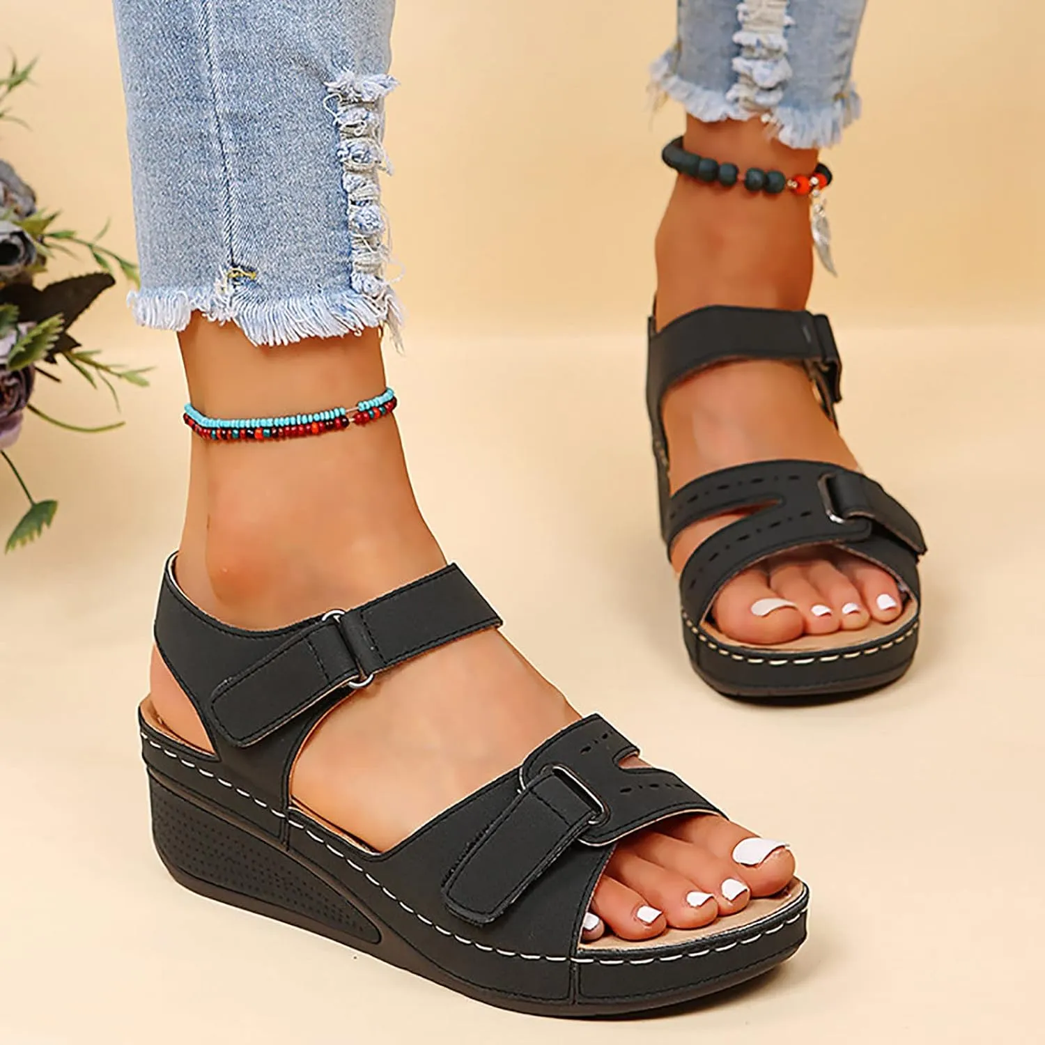 Platform Sandals Women Dressy Two-Strap Buckle Chunky Heel Lightweight Summer Party Sandals Padded Footbed 2025 Spring and Summer Vacation