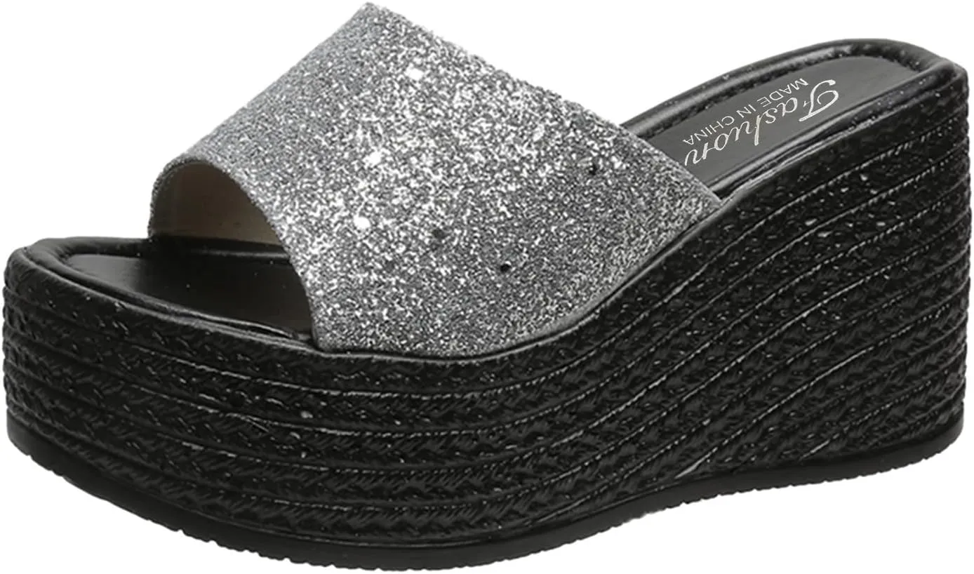 Platform Sandals Women Wedge Braided Espadrille Ankle Strap Lightweight Casual Beach Shoes Non-Slip Rubber Sole 2025 Spring and Summer Vacation