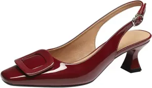 PURCHAWEE Women Slingback Heels Low Kitten Heel Closed Toe Dress Shoes Sexy Elegant Wedding Office Pumps