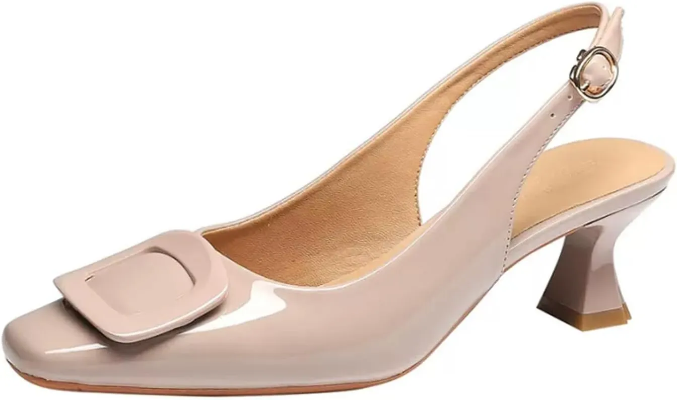 PURCHAWEE Women Slingback Heels Low Kitten Heel Closed Toe Dress Shoes Sexy Elegant Wedding Office Pumps