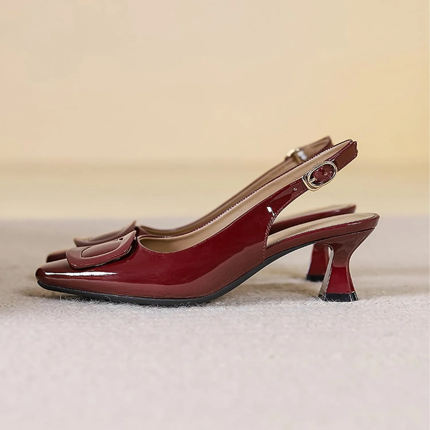 PURCHAWEE Women Slingback Heels Low Kitten Heel Closed Toe Dress Shoes Sexy Elegant Wedding Office Pumps