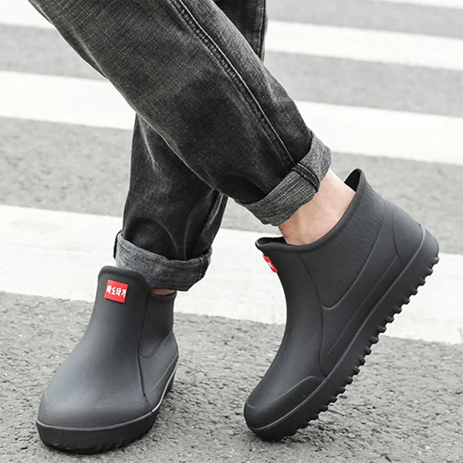 Rain Boots Women Comfortable Mens Grounded Footwear Ruffle Ankle Booties Barefoot Shoes Casual Fall Short Rain Boots for Women Waterproof Garden Shoes Chelsea Boots