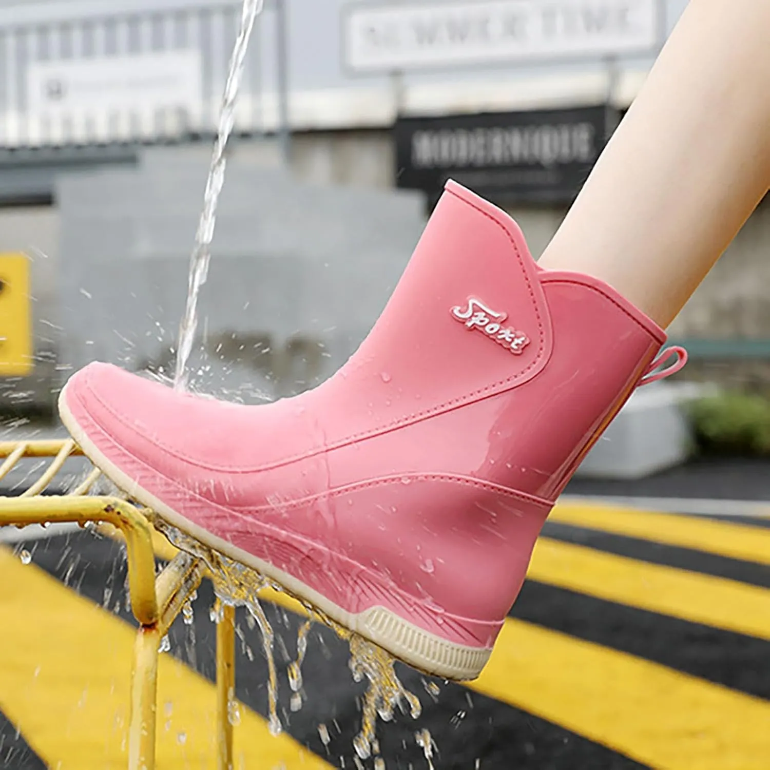 Rain Boots Women Tall Waterproof Mens Grounded Footwear Chunky Ankle Booties Barefoot Shoes Casual Fall Waterproof Rain and Garden Shoe for Women Outdoor Furry Boots
