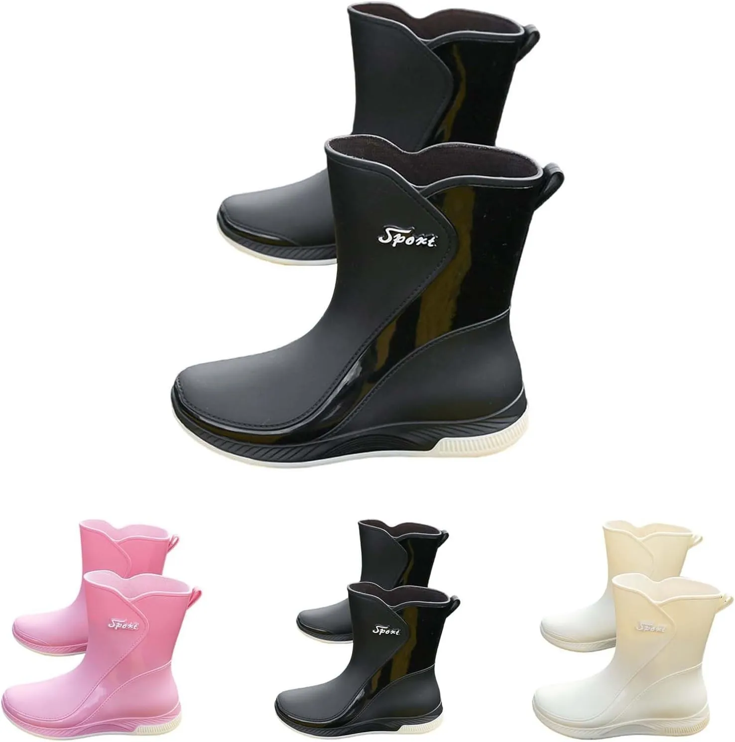 Rain Boots Women Tall Waterproof Mens Grounded Footwear Chunky Ankle Booties Barefoot Shoes Casual Fall Waterproof Rain and Garden Shoe for Women Outdoor Furry Boots