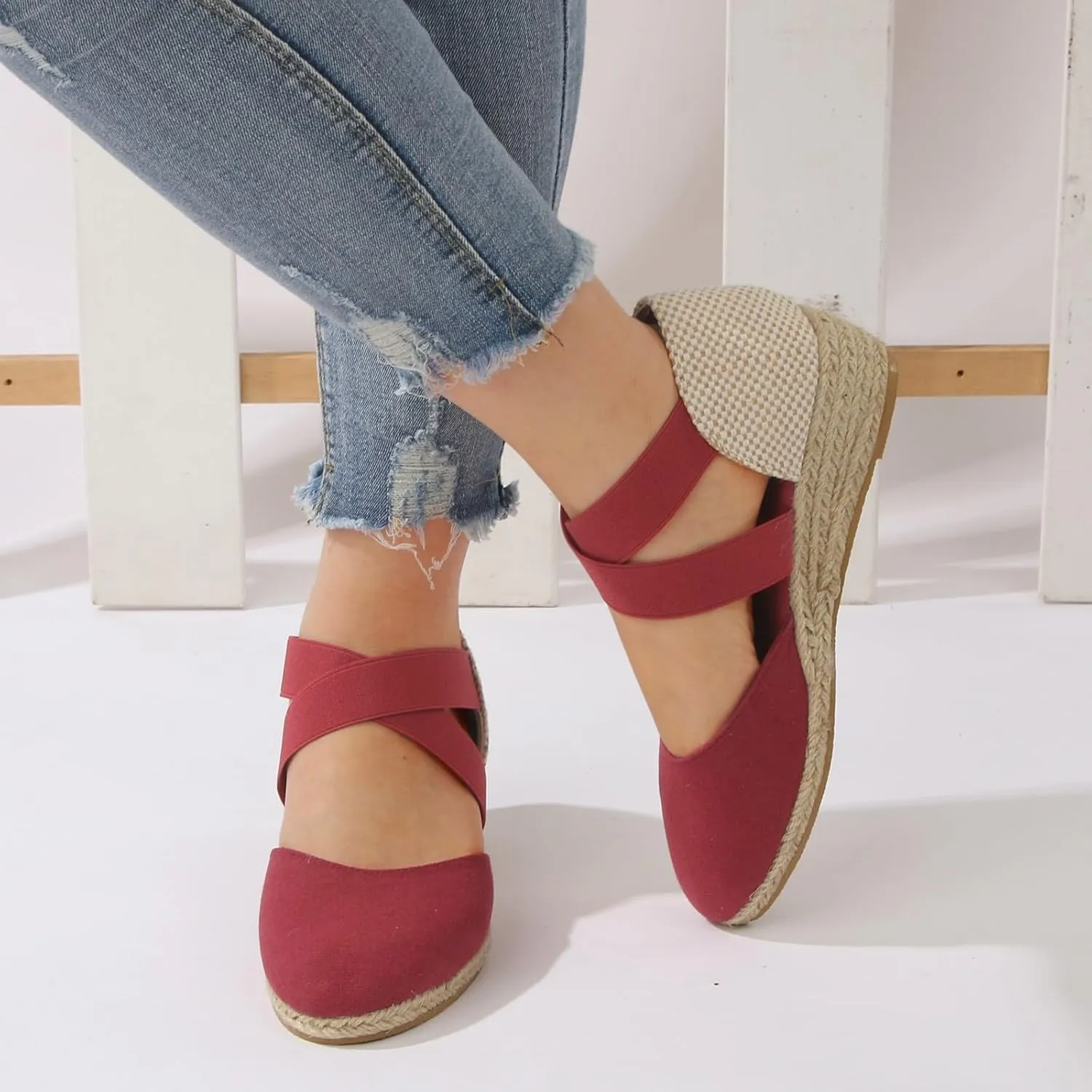 Roorsily Summer Versatile Sandals for Women Classic Slip On Thick High Heeled Sandals Casual Sandals Closed Toe Shoes