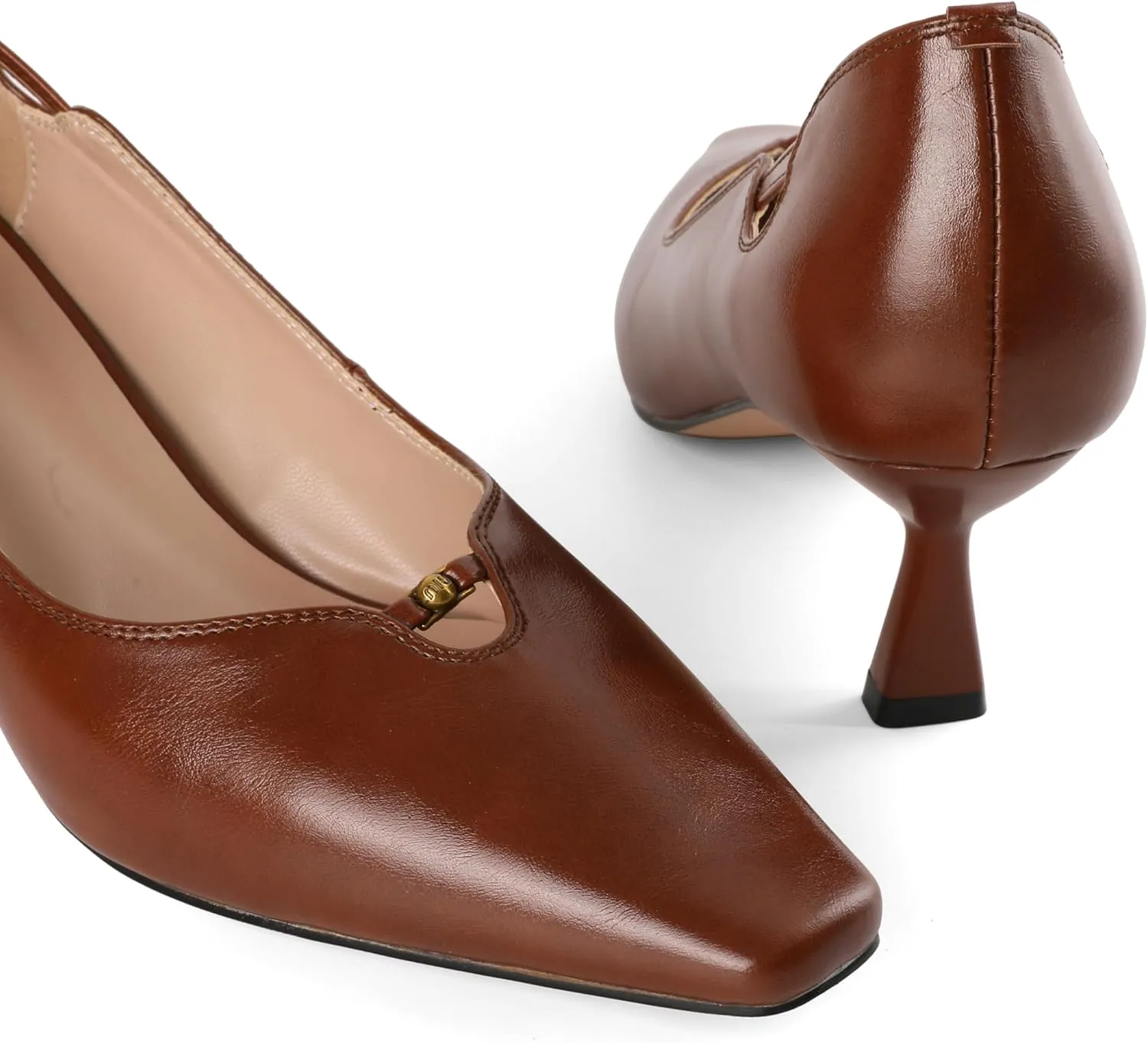 SAMMITOP Women's Kitten Heel Pumps Square Toe Low Heels Comfortable Elegant Office Work Dress Shoes 2.5 Inch
