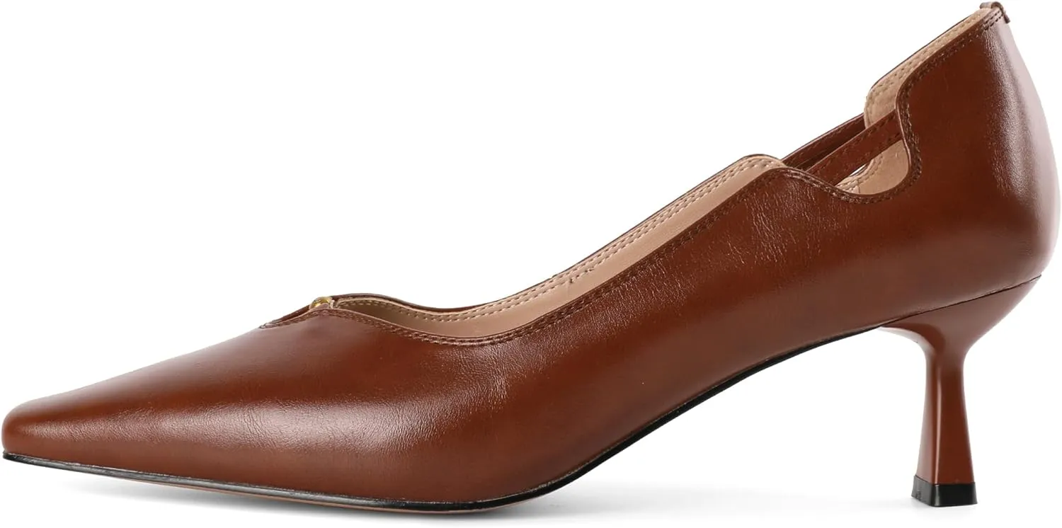 SAMMITOP Women's Kitten Heel Pumps Square Toe Low Heels Comfortable Elegant Office Work Dress Shoes 2.5 Inch