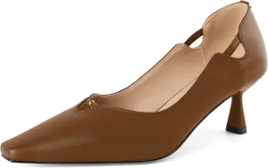 SAMMITOP Women's Kitten Heel Pumps Square Toe Low Heels Comfortable Elegant Office Work Dress Shoes 2.5 Inch