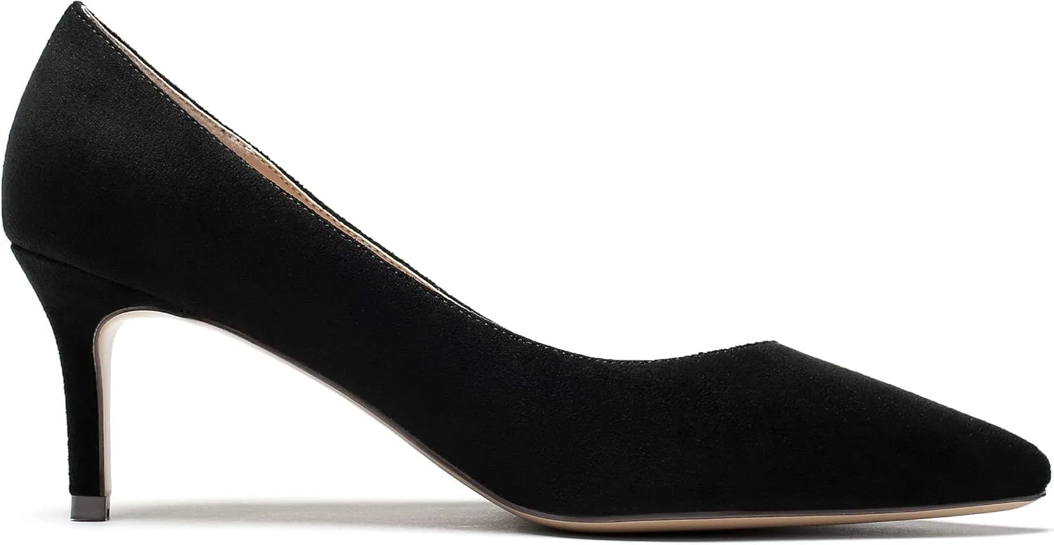 SAMMITOP Women's Pointed Toe Mid Heel Classic Pumps Slip On Elegant Formal Party Dress Shoes