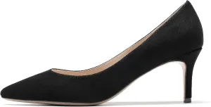 SAMMITOP Women's Pointed Toe Mid Heel Classic Pumps Slip On Elegant Formal Party Dress Shoes