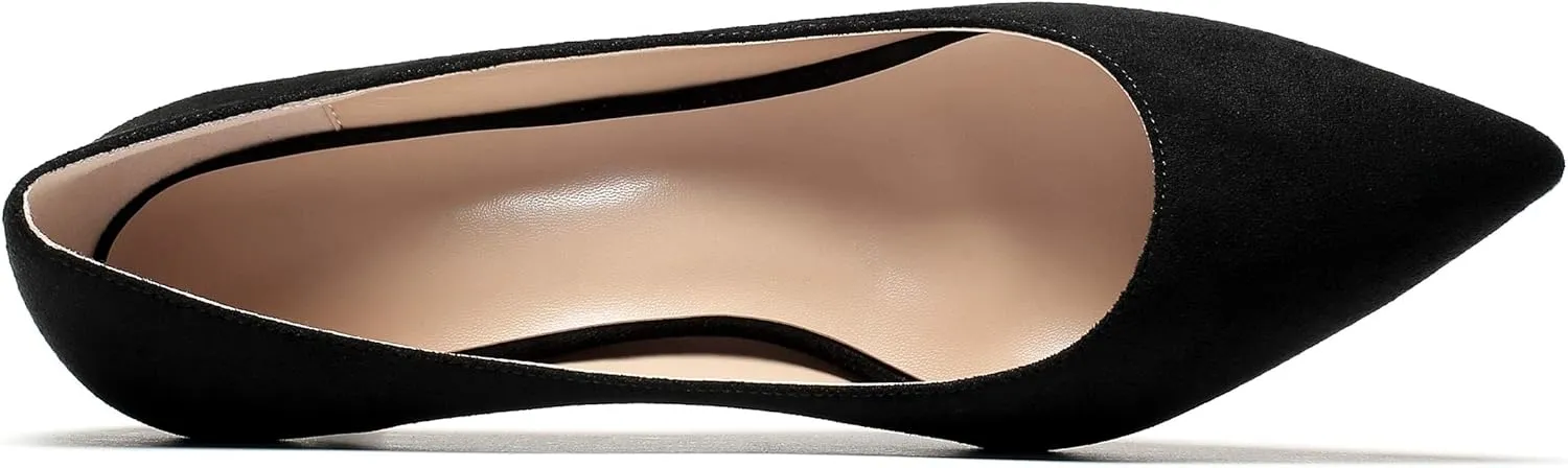 SAMMITOP Women's Pointed Toe Mid Heel Classic Pumps Slip On Elegant Formal Party Dress Shoes