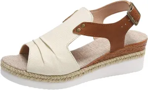 Sandals for Women 2024 Espadrilles Comfort Ladies Fish Mouth Breathable Bohemian Beach Buckle Women's Platform Sandals