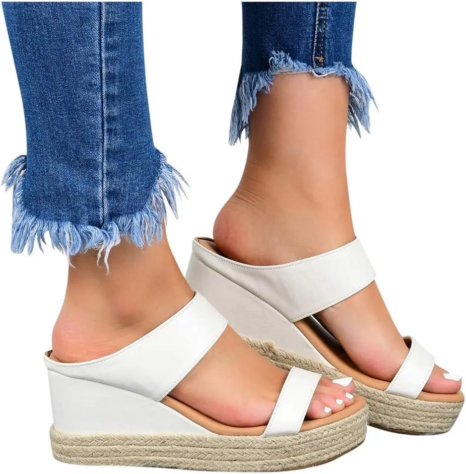 Sandals for Women 2025 Orthopedic Platform Wedge Sandals for Women Summer Dressy Casual Slip on Breathable Wedges Beach Comfortable Outdoor Shoes