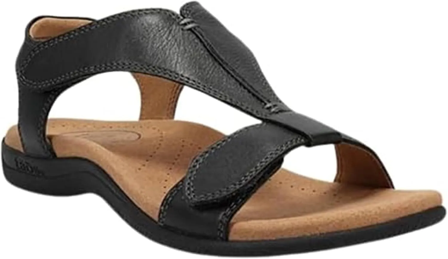Sandals for Women Casual Summer Leather Sandal Platform Wedge Sandal Comfort Arch Support Cooling Gel Padding and an Adjustable Fit Walking Comfort Sandals,Black,US7/EU38
