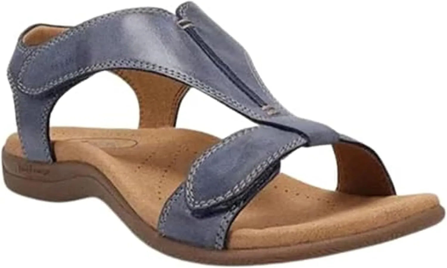 Sandals for Women Casual Summer Leather Sandal Platform Wedge Sandal Comfort Arch Support Cooling Gel Padding and an Adjustable Fit Walking Comfort Sandals,Blue,US10/EU42