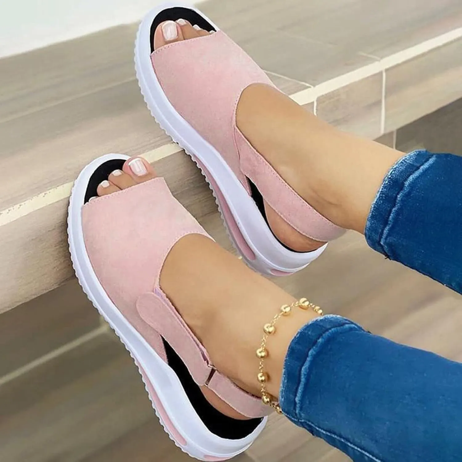 Sandals for Women Dressy, Summer Sandals for Women Strappy Platform Sandals Close Toe Wedge Shoes Comfy Sandals