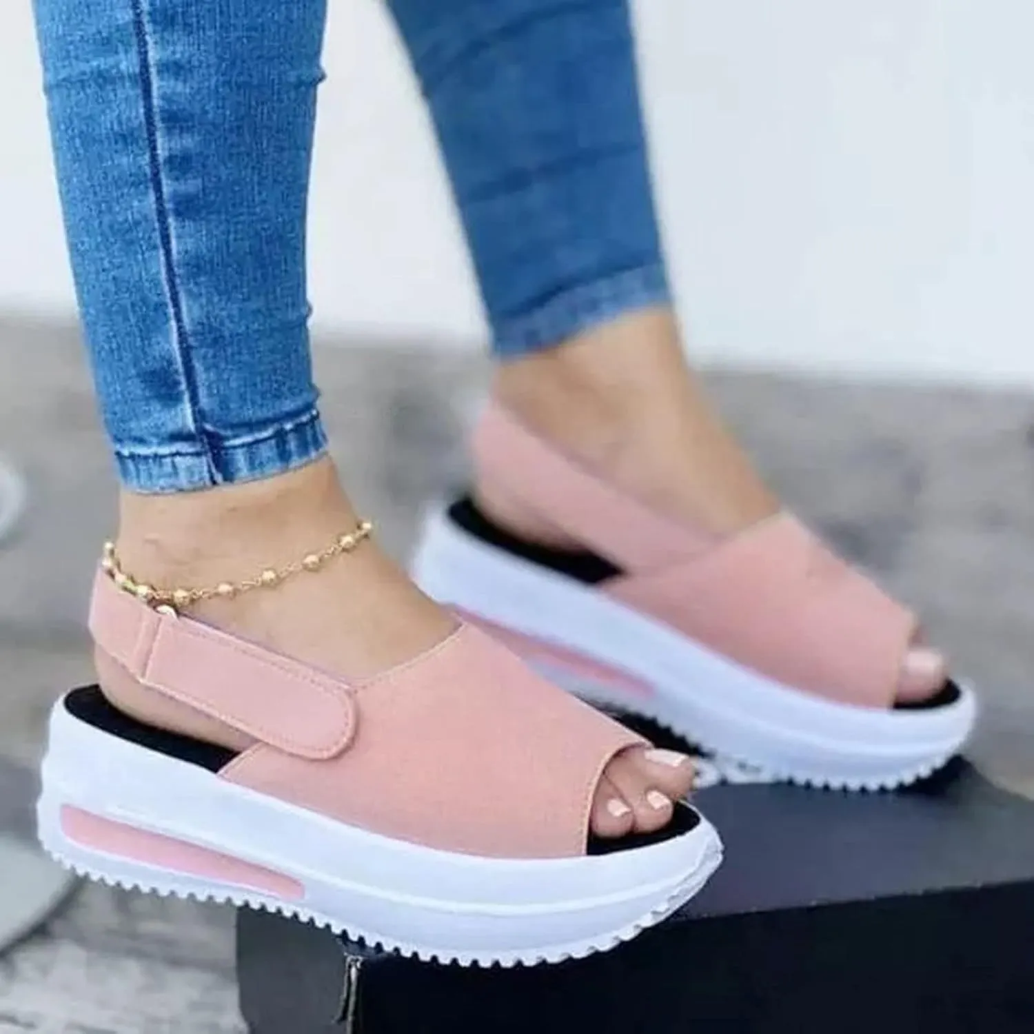 Sandals for Women Dressy, Summer Sandals for Women Strappy Platform Sandals Close Toe Wedge Shoes Comfy Sandals