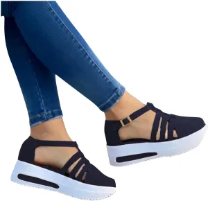 Sandals Women Causal Summer 2023 Peep Toe Platform Sandal Wedges Ankle Buckle Shoes Ladies Flip Flops Sandals