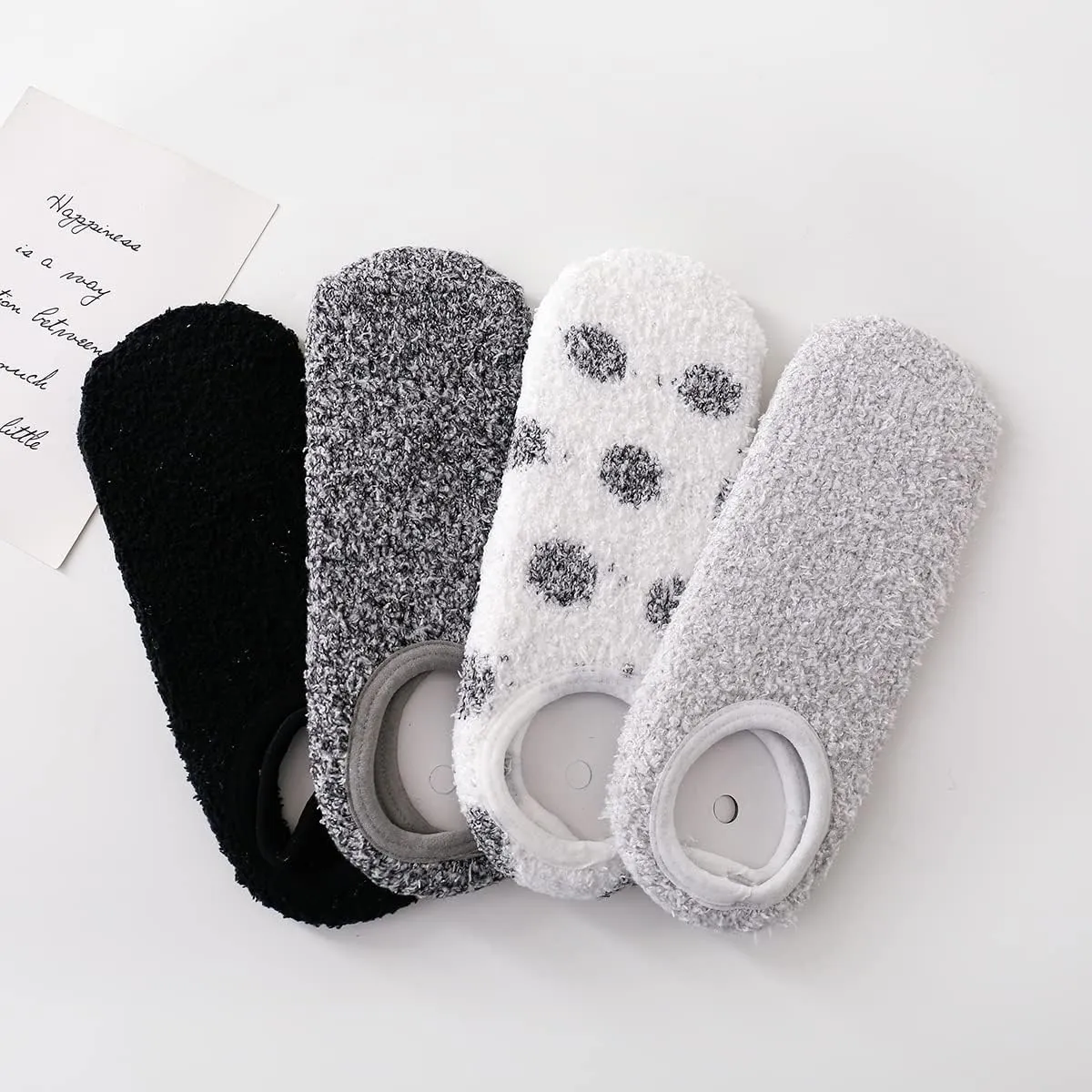 SKOLA 4/6 Pairs Cozy Winter Fuzzy Women Socks Grip Slippers Fluffy House Non Skid Microfiber Socks