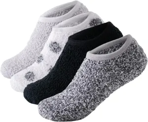 SKOLA 4/6 Pairs Cozy Winter Fuzzy Women Socks Grip Slippers Fluffy House Non Skid Microfiber Socks