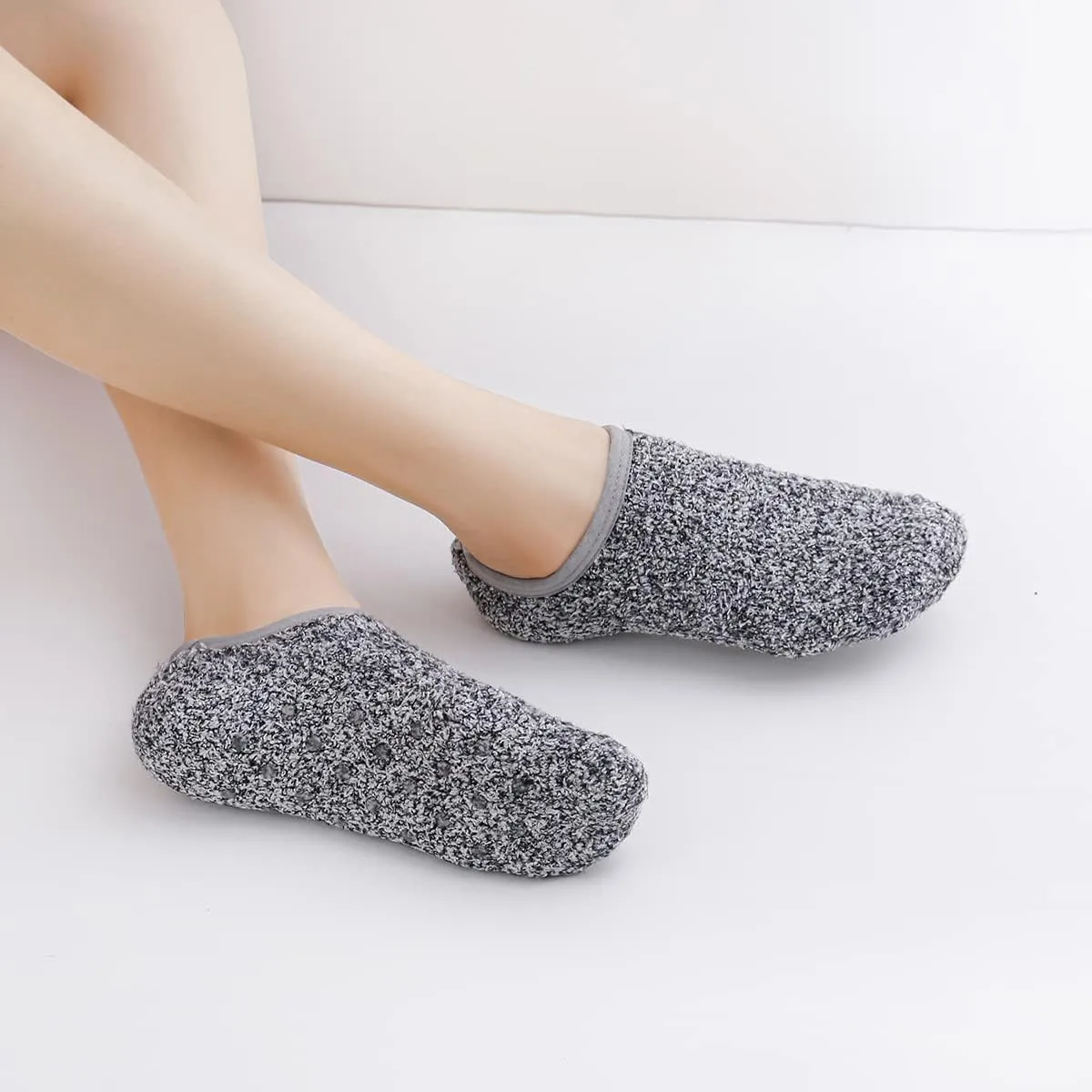 SKOLA 4/6 Pairs Cozy Winter Fuzzy Women Socks Grip Slippers Fluffy House Non Skid Microfiber Socks
