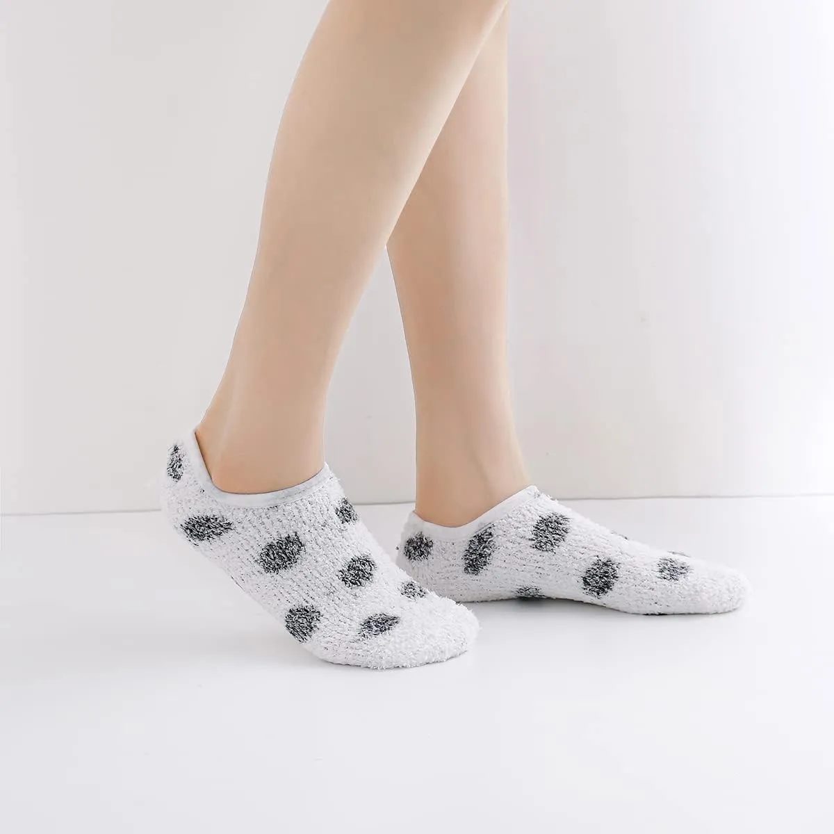 SKOLA 4/6 Pairs Cozy Winter Fuzzy Women Socks Grip Slippers Fluffy House Non Skid Microfiber Socks