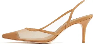 Sling Back Heels Women Fashionable and Elegant Slingback Kitten Heels for Women with Pointed Tip Breathable Comfort