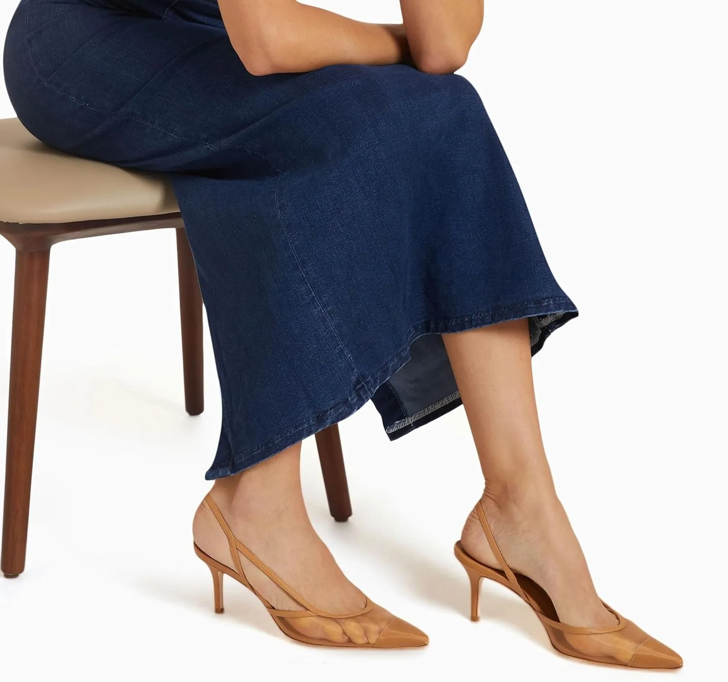 Sling Back Heels Women Fashionable and Elegant Slingback Kitten Heels for Women with Pointed Tip Breathable Comfort