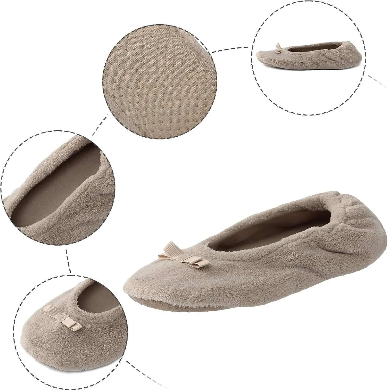 Slippers Women Size 11 Ballet Slippers Women Flats Fuzzy Slip-On Soft Lightweight Indoor Comfort Ballet Shoes