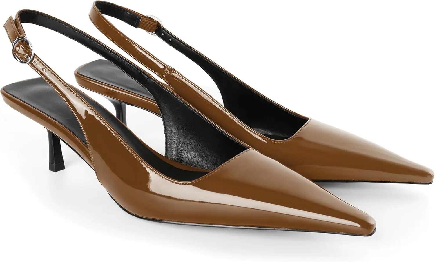 Soireelady Womens Pointed Toe Slingback Heels Kitten Low Heel Pumps Party Dress Shoes 2 Inch