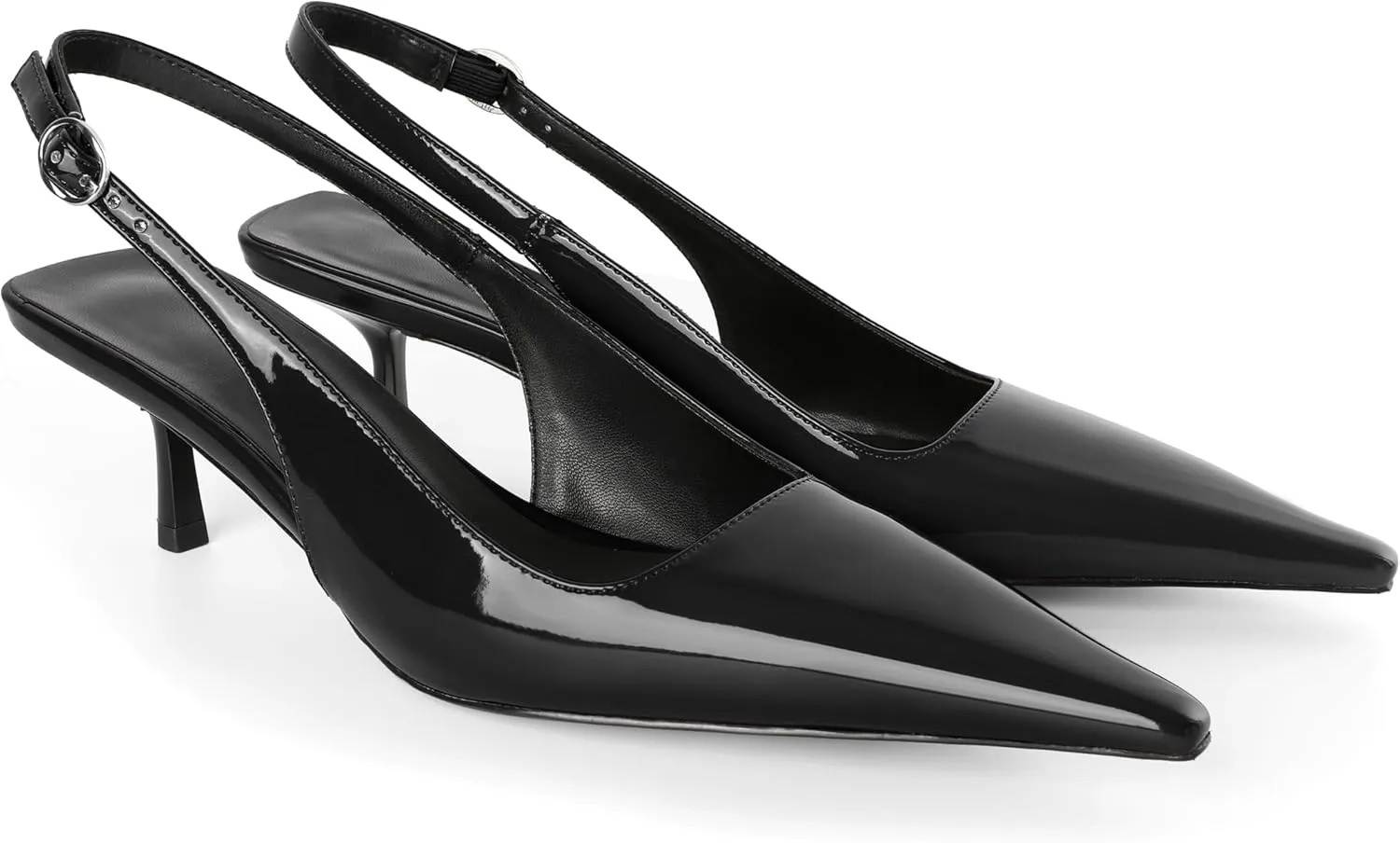 Soireelady Womens Pointed Toe Slingback Heels Kitten Low Heel Pumps Party Dress Shoes 2 Inch