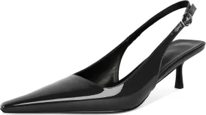 Soireelady Womens Pointed Toe Slingback Heels Kitten Low Heel Pumps Party Dress Shoes 2 Inch