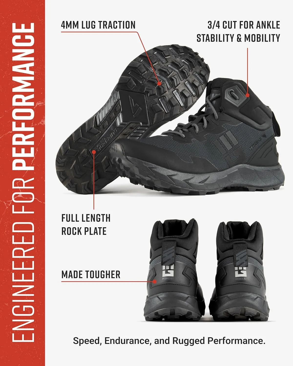Speed Ruck - Rucking Black Tactical Boots Men and Women, Military Boots Men, Combat Boots Men, Tactical Shoes for Men, Men's Military & Tactical Boots