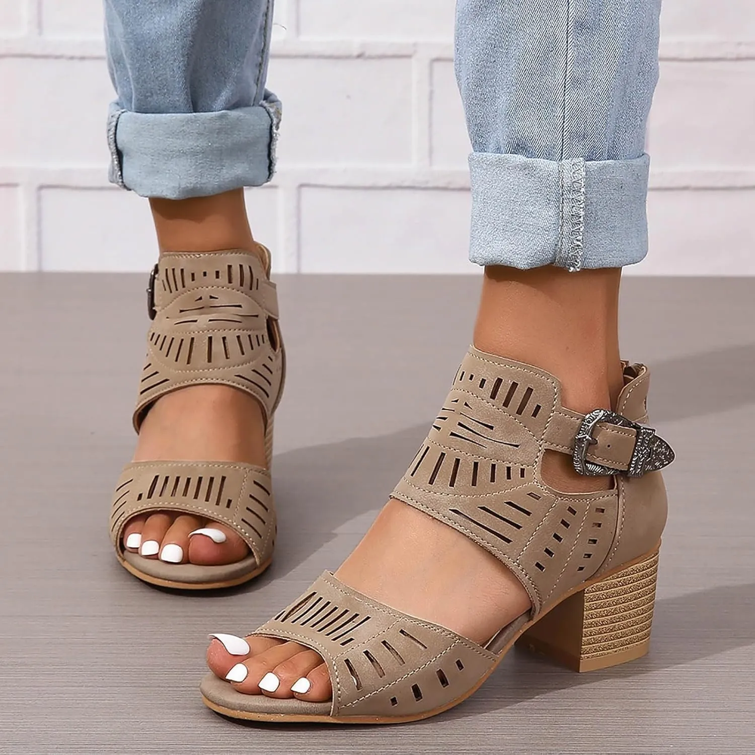 Strappy Heels for Women Prom Heeled Sandals for Women Women's Sandals Women's Chunk Low Heel Pump Sandals