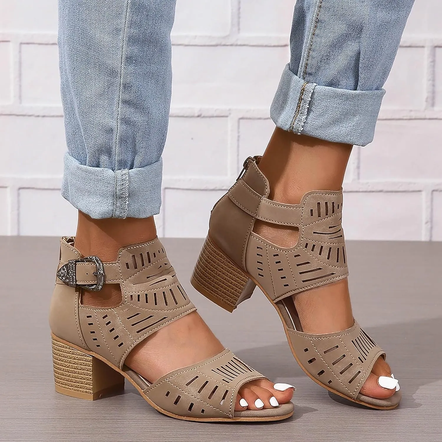 Strappy Heels for Women Prom Heeled Sandals for Women Women's Sandals Women's Chunk Low Heel Pump Sandals