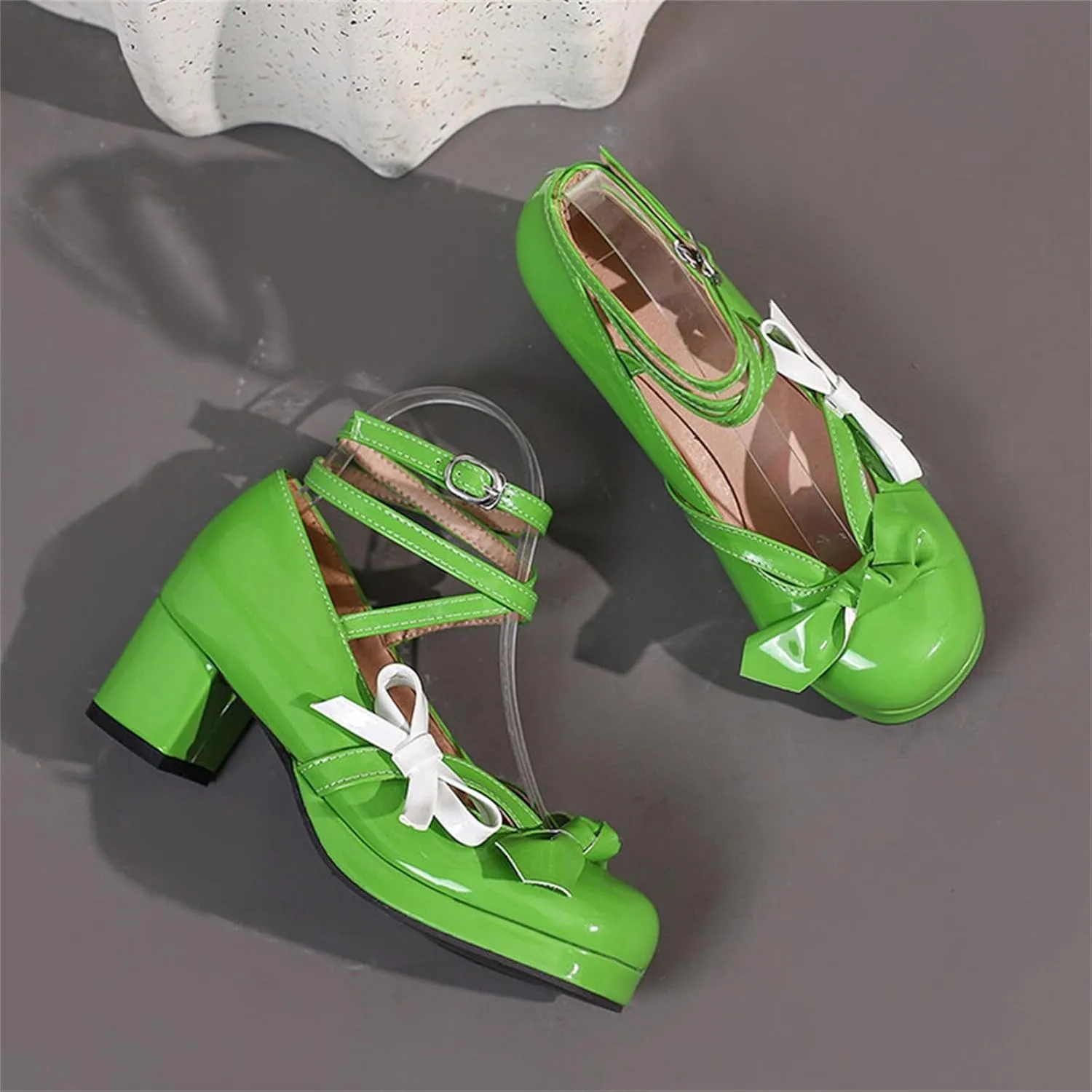 Strappy Heels for Women Women's Lace Up Heeled Sandals White Lace Heels Women's Open Toe Ankle Strap Chunky Heels