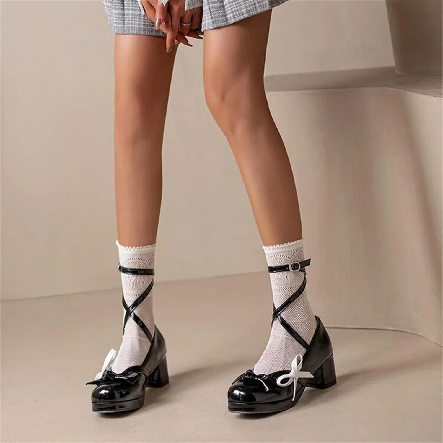 Strappy Heels for Women Women's Lace Up Heeled Sandals White Lace Heels Women's Open Toe Ankle Strap Chunky Heels